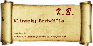 Klinszky Borbála névjegykártya